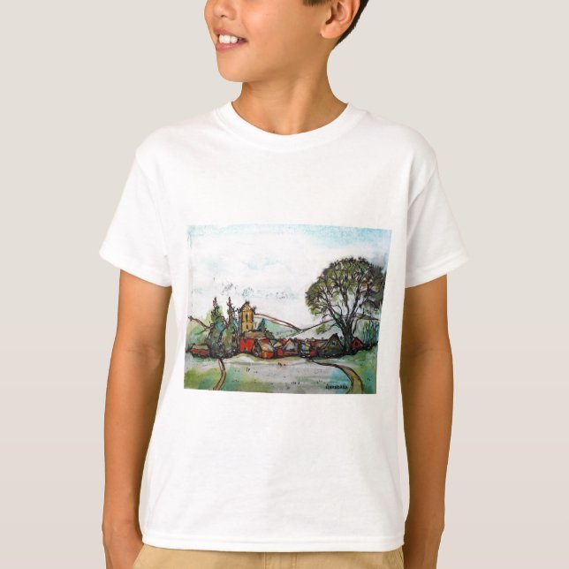 Camiseta Um esboço da Aldeia Britânica Idyllic (Frente)
