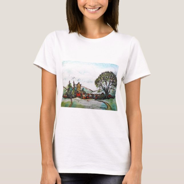Camiseta Um esboço da Aldeia Britânica Idyllic (Frente)