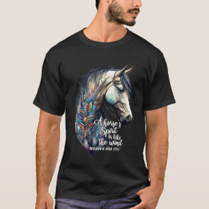Camiseta Um Espírito de Cavalo Retrato Boêmio de Cavalo a C