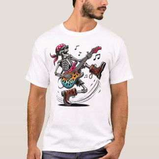 Camiseta Um esqueleto legal de rock star