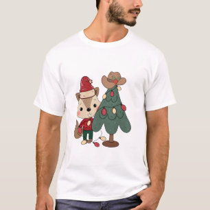 Camiseta Um esquilo bonito celebrando o Natal com Ch