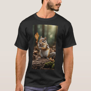 Camiseta Um esquilo curioso coletando loucos em uma florest