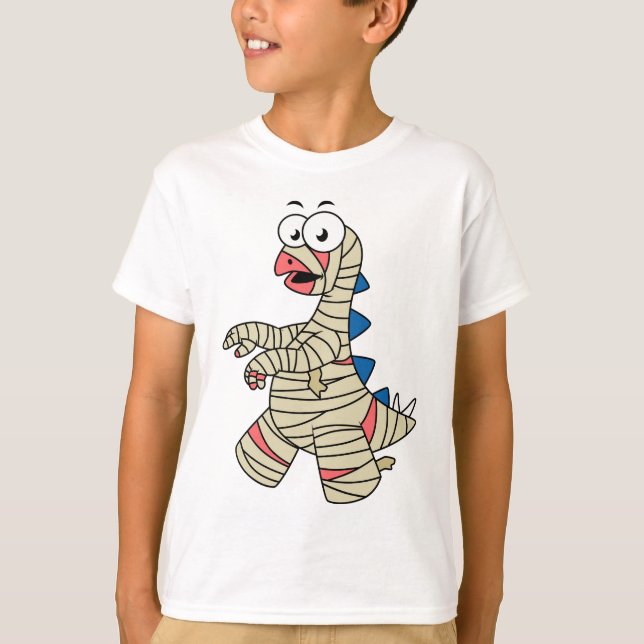 Camiseta Um Estegossauro De Cartoon Vestiu Como Uma Mamã. (Frente)