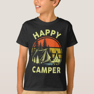 Camiseta Um Feliz Acampador Menino Pequeno Divertido Acampa