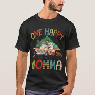 Camiseta Um Feliz Camping Momma 1º Aniversário Menino Campi