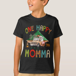 Camiseta Um Feliz Camping Momma 1º Aniversário Menino Campi