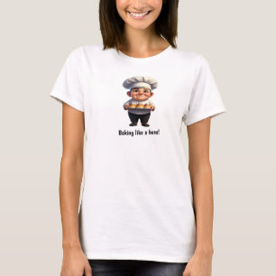 Camiseta Um Feliz Chef de Pastelaria Posicionando a Câmera