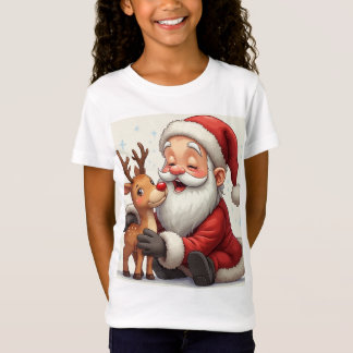 Camiseta Um feliz Natal com um Papai Noel fofo tocando