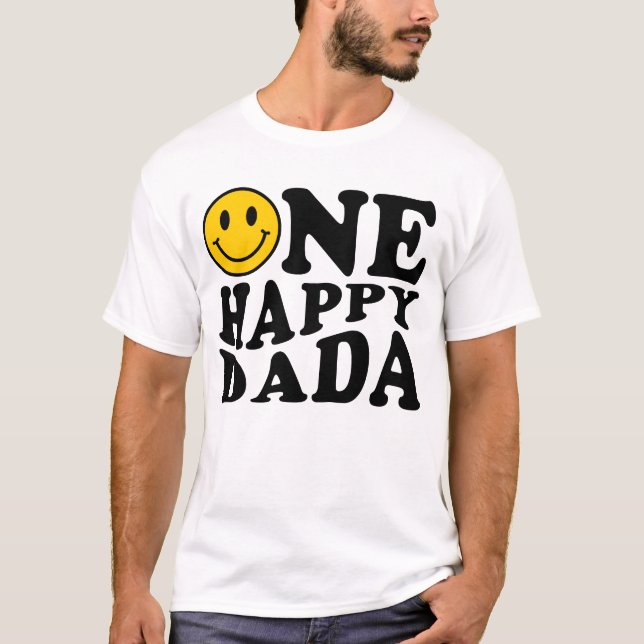 Camiseta Um Feliz Pai Amarelo Correspondendo Um Aniversário (Frente)