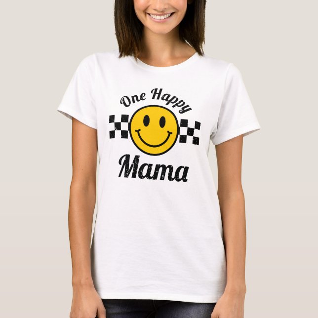 Camiseta Um Feliz Sorriso Amarelo Rosto Correspondência de  (Frente)