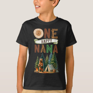 Camiseta Um Feliz Urso de Acampamento de Nana Primeiro Aniv