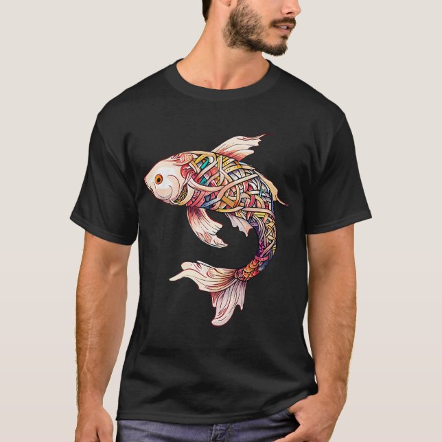 Camiseta Um Frenesi de Cores de Peixes (Frente)