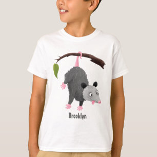 Camiseta Um gambá engraçado bonito pendurado na banda desen