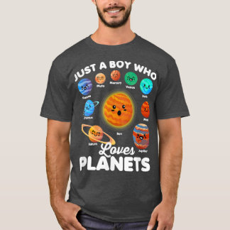 Camiseta Um garoto que ama planetas divertidos Sistema Sola