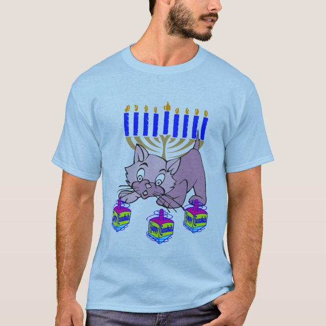 Camiseta Um gatinho de Hanukkah (Frente)