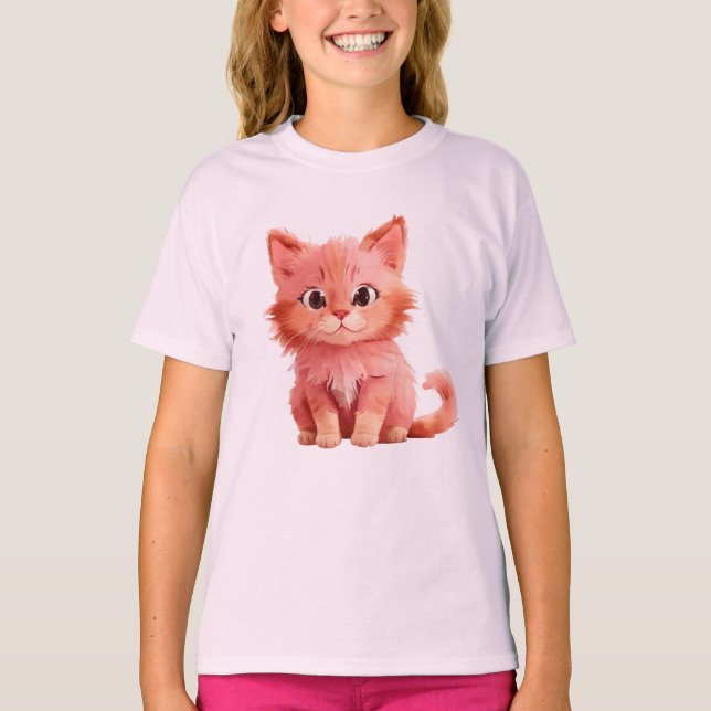 Camiseta Um Gatinho rosa fofo (Frente)