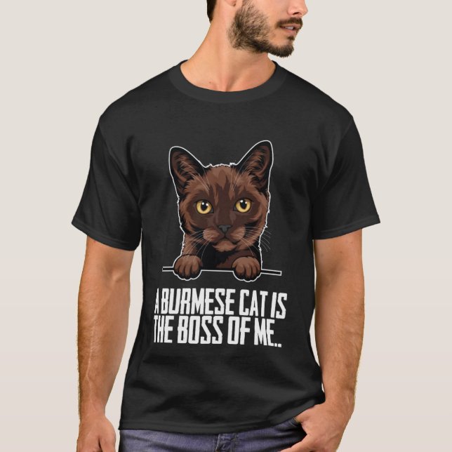 Camiseta Um gato birmanês é o meu chefe (Frente)