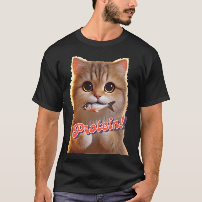 Camiseta Um gato com sua refeição (Frente)