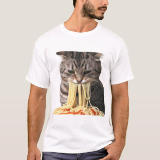 Camiseta Um gato comendo espaguete, meu gato comendo espagu