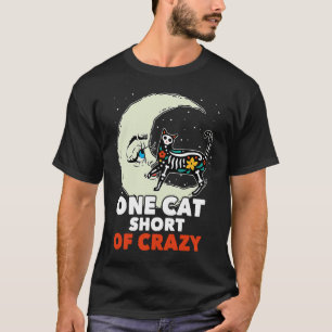 Camiseta Um Gato Curto De Açúcar Louco Crânio Lua Gatinho M