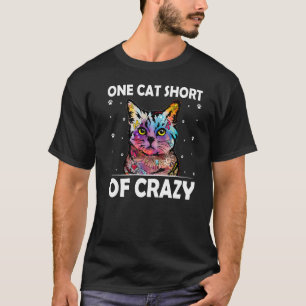 Camiseta Um Gato Curto de Humor de Gato Louco Gatinho Nerd