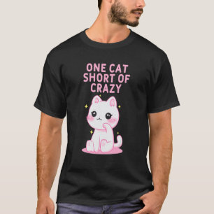 Camiseta Um Gato Curto de Louco Humor de Gato Gatinho Nerd