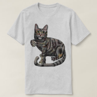 Camiseta Um Gato De Cinza, Com "Eu Amo Gatos!"