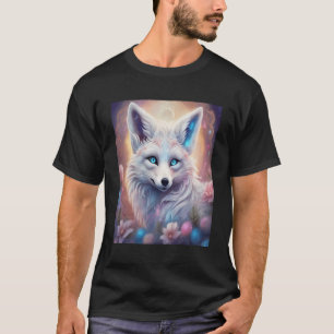Camiseta Um Gato De Raposa Fantasia Cercado Por Flores Natu