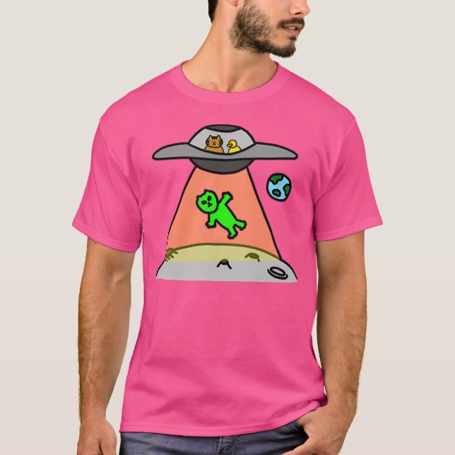 Camiseta Um Gato E Um Pato Na Ufo (Frente)