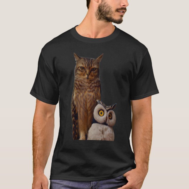 CAMISETA UM GATO E UMA CORUJA 1 (Frente)