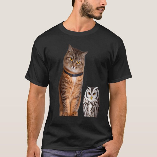 CAMISETA UM GATO E UMA CORUJA 5 (Frente)
