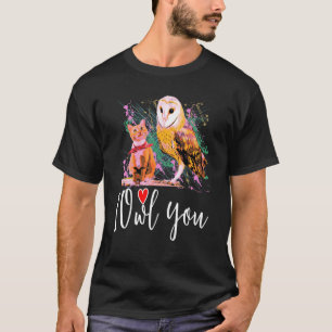 Camiseta Um Gato E Uma Coruja Divertido Dono De Animal De E