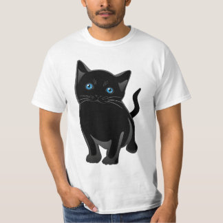 Camiseta "um gato preto com olhos azuis"