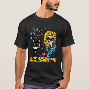Camiseta Um gato preto e uma loura bonita dançando juntos.