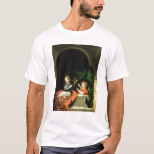 Camiseta Um gato que olha dois meninos