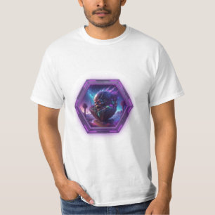 Camiseta Um Ghoul Irritado Está Em Uma Moldura Neon Violeta