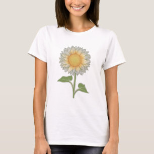 Camiseta Um girassol solteiro com pétalas em camadas, radia