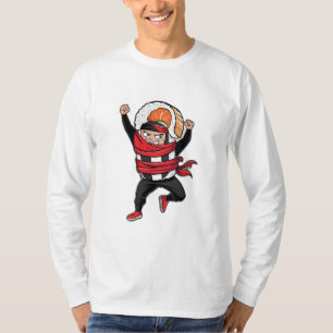 Camiseta Um giro de sushi com uma bandana ninja, atingindo
