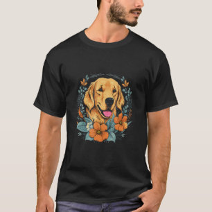 Camiseta Um Golden Retriever cercado com lírios ilustra