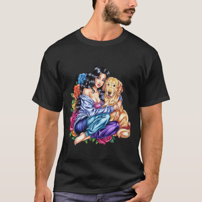 Camiseta Um Golden Retriever com mulheres (Frente)