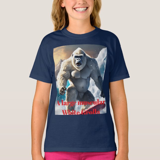 Camiseta "Um gorila branco muscular" projetado (Frente)