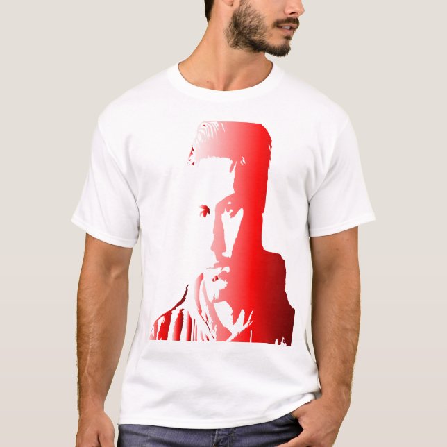 Camiseta um gradiente vermelho para realçar os recursos de  (Frente)