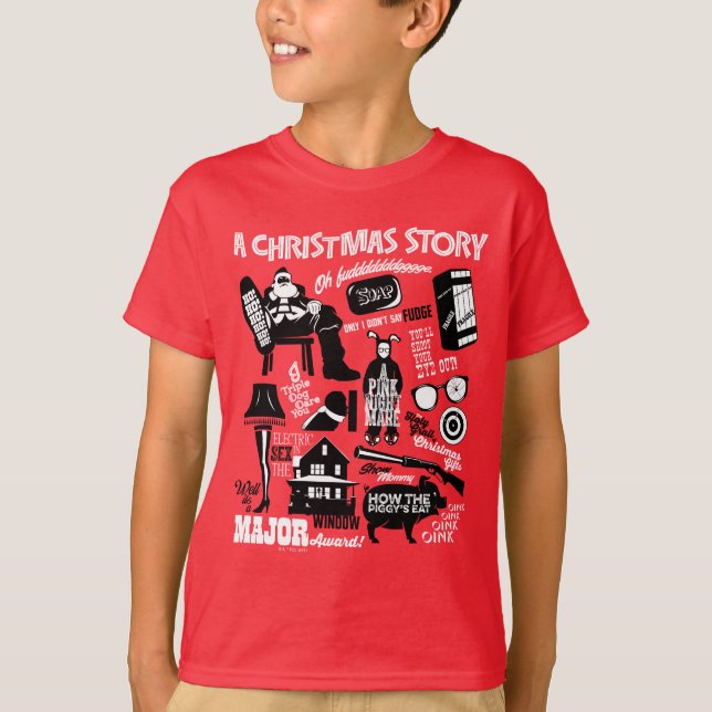 Camiseta Um Gráfico de Ícones da História de Natal (Frente)