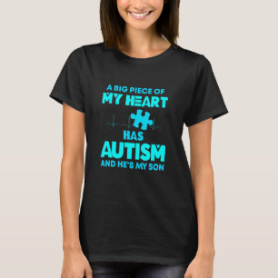 Camiseta Um Grande Pedaço De Coração Tem Legal Autismo Pai