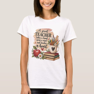 Camiseta Um Grande Professor Toma a Mão e Toca o Coração