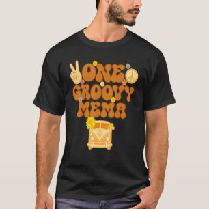 Camiseta Um Groovy Mema Retro Mãe Hippie Aniversário 70