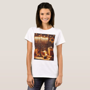 Camiseta um grupo de menorah com as palavras xmas na fron