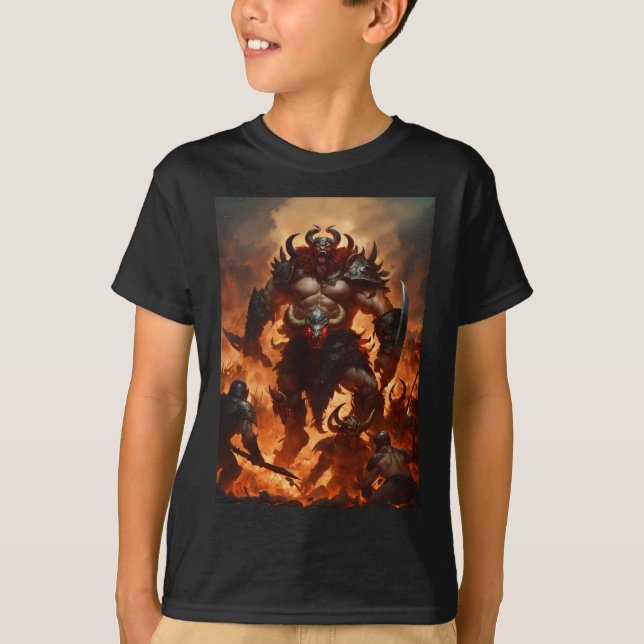 Camiseta Um guerreiro monstro com a cabeça de um ram 2 (Frente)
