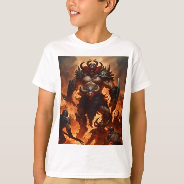 Camiseta Um guerreiro monstro com a cabeça de um ram 2 (Frente)