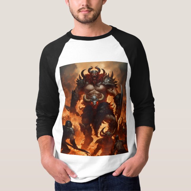 Camiseta Um guerreiro monstro com a cabeça de um ram 2 (Frente)
